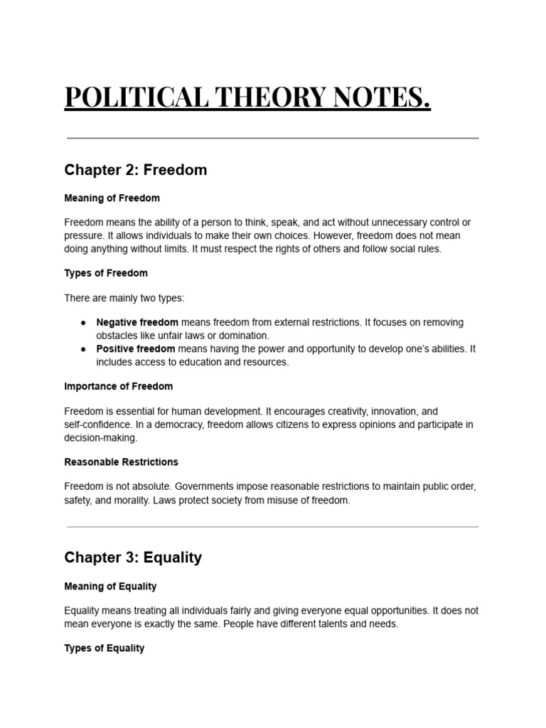 Political Theory Notes | PDF | Social Equality | Social Justice