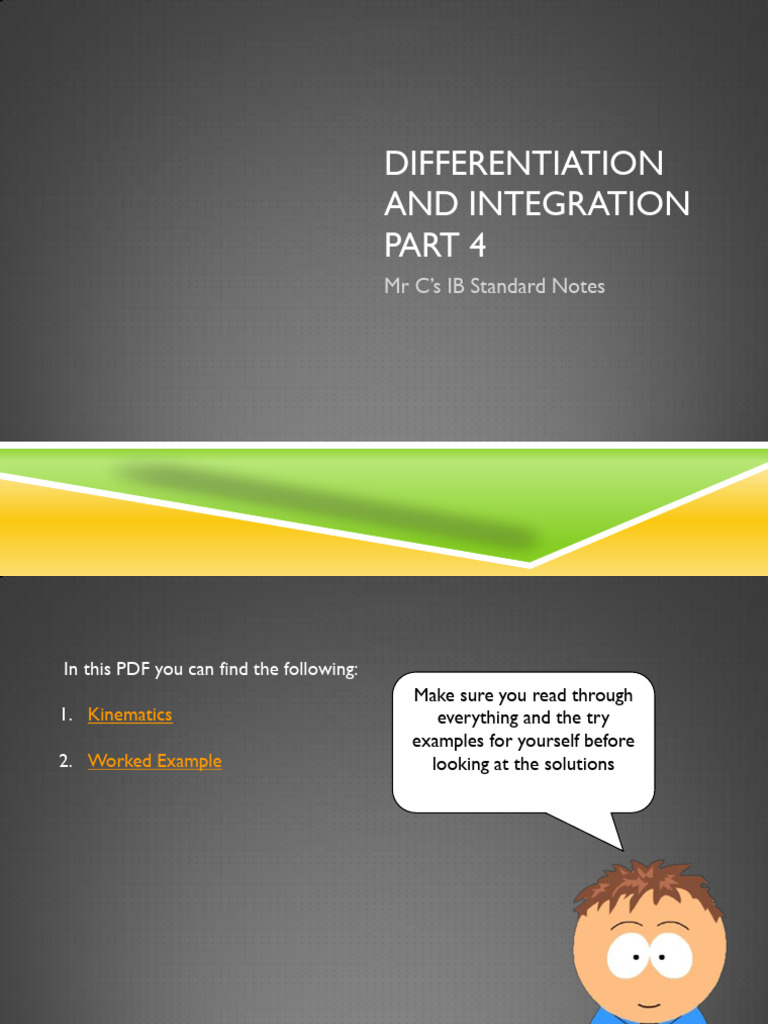 Differentiation and Integration Part 4 | PDF | Kinematics | Acceleration