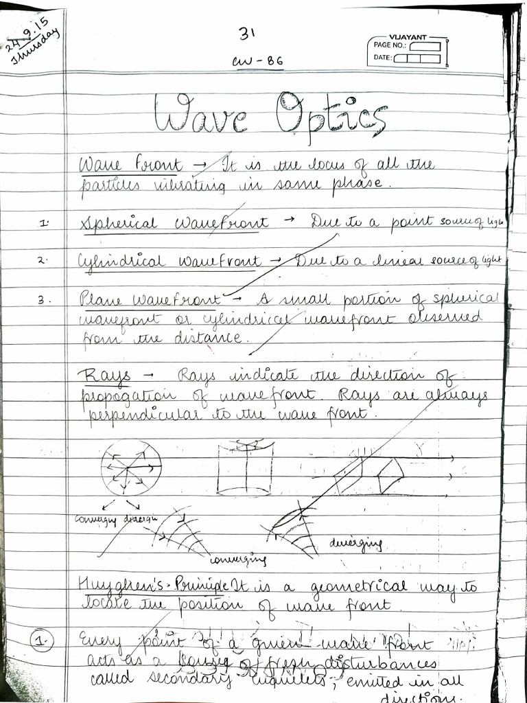 Notes Wave Optics | PDF