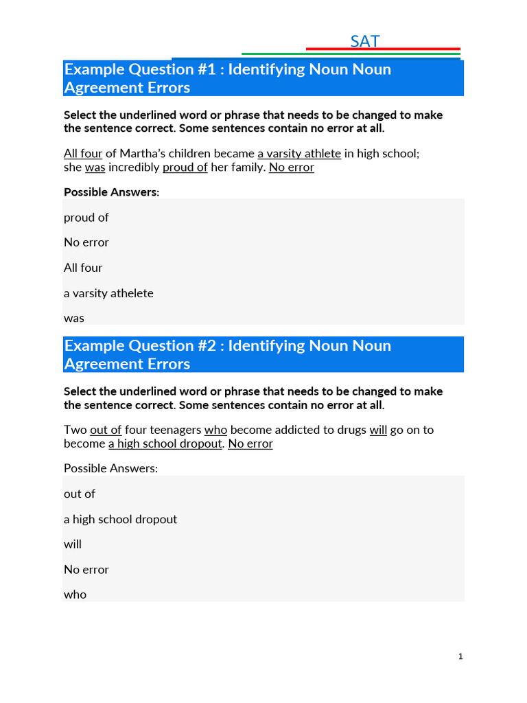 Noun Usage Ex | PDF | Phrase | Question