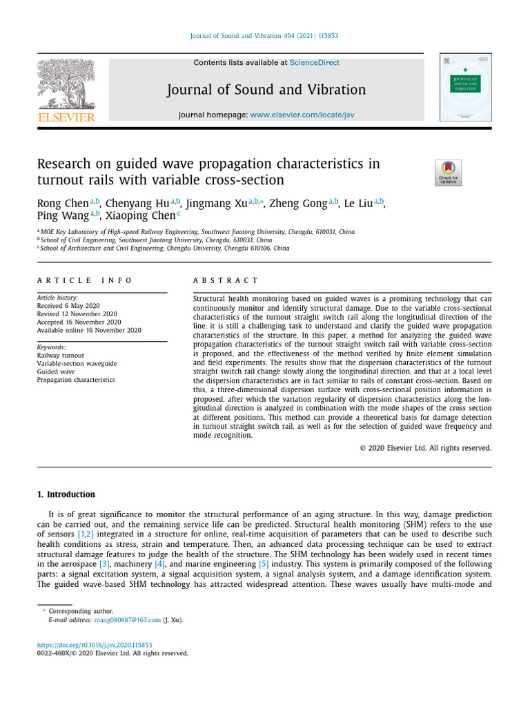 Research On Guided Wave Propagation Characteristics in Turnout Rails ...