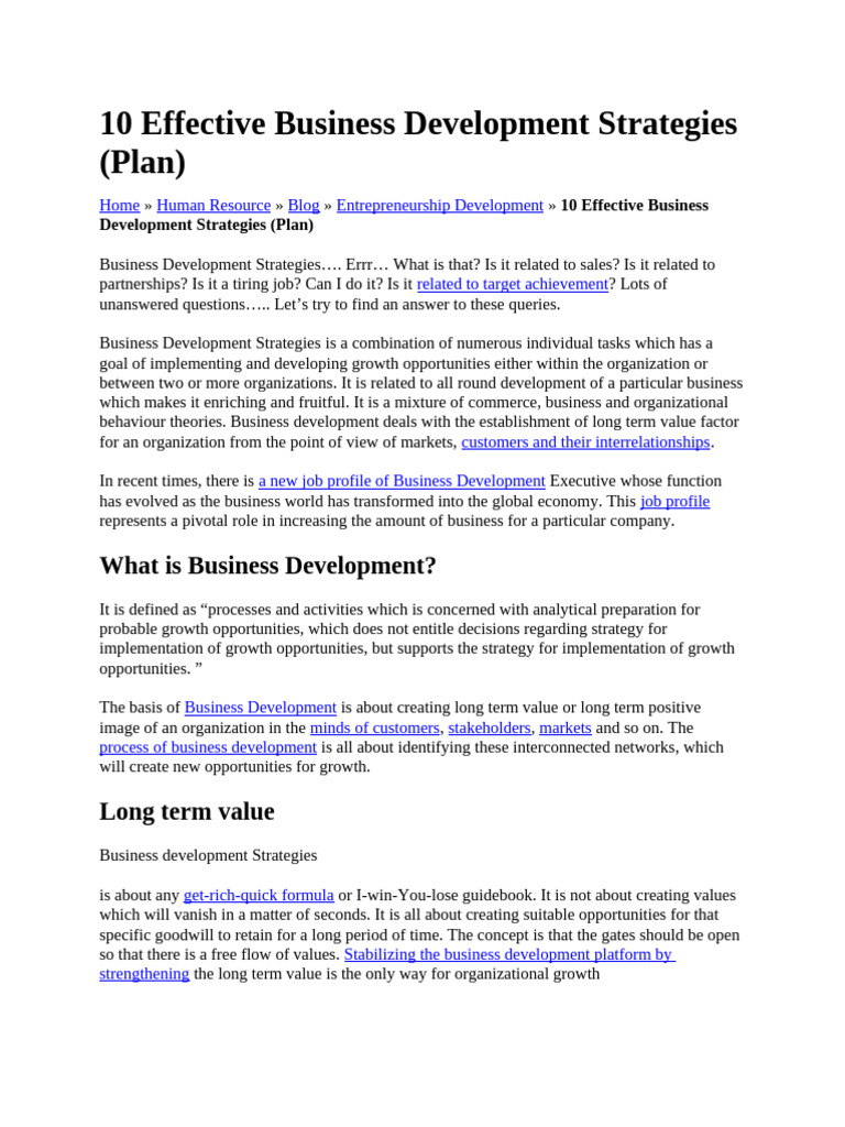 10 Effective Business Development Strategies | PDF | Sales | Business