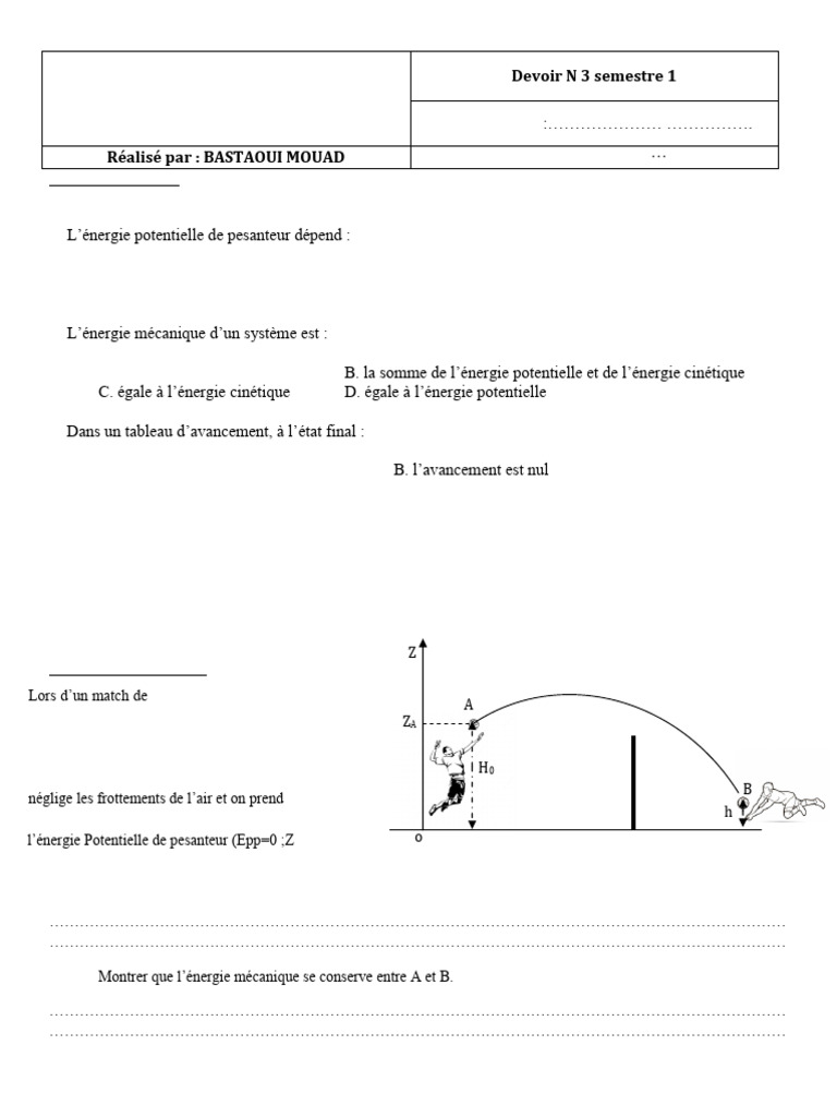 Controle Physique Chimie 1BAC | PDF