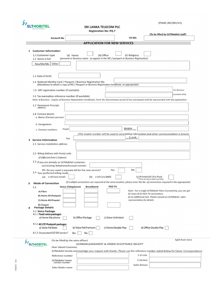 New Connection Application Form | PDF