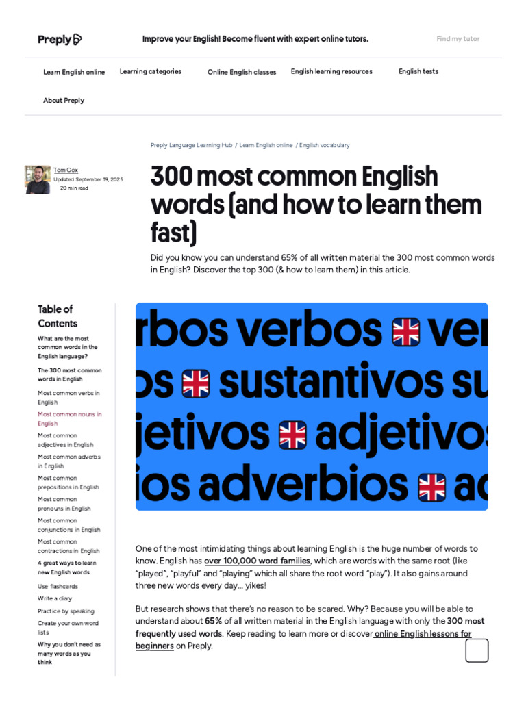 300 Most Common English Words (+ How To Learn Them Fast) | PDF ...
