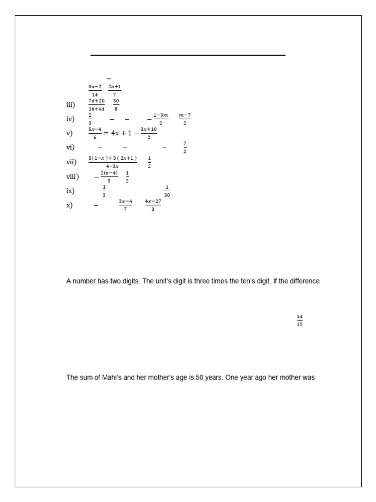 UT 2 Linear Equations Revision Grade 8 | PDF | Elementary Mathematics ...