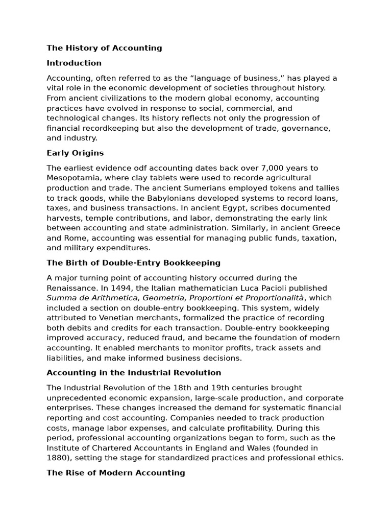 The History of Accountinay | PDF | Accounting | Economies
