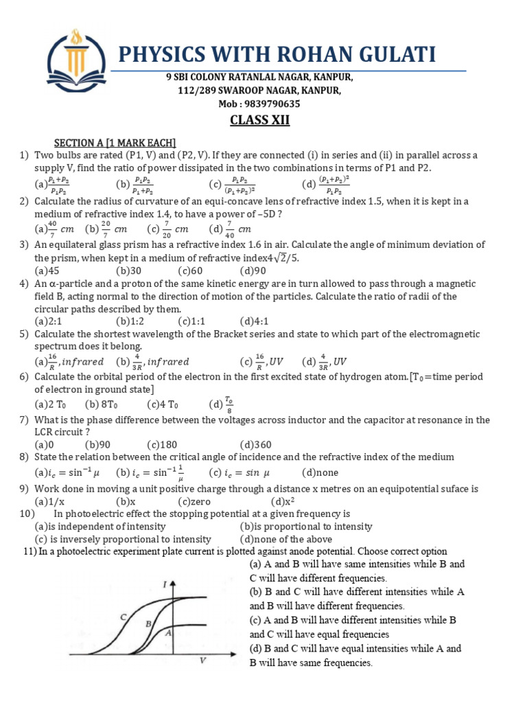 Full Practice Paper | PDF | Electrical Resistivity And Conductivity ...