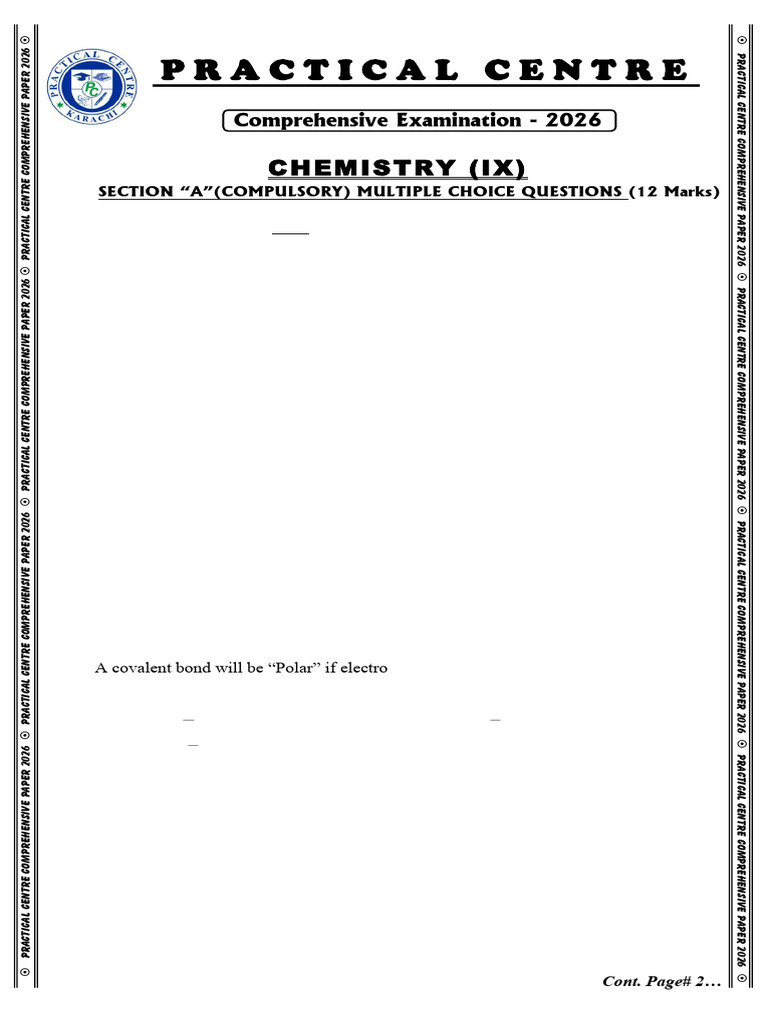 IX-Chemistry Comprehensive Paper 2026 (Sir Rashid Ali) | PDF | Chemical ...