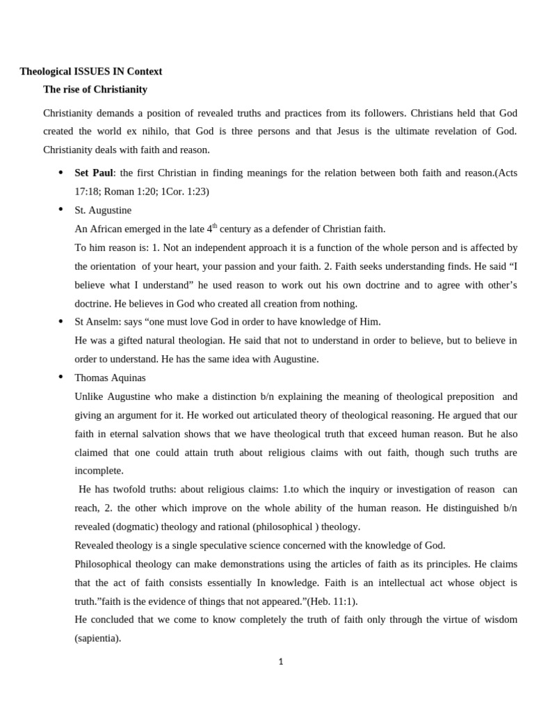 Theological Issue in Context | PDF | Faith | Theology
