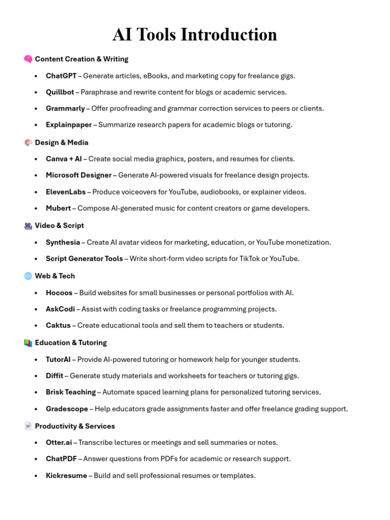 AI Tools Introduction | PDF