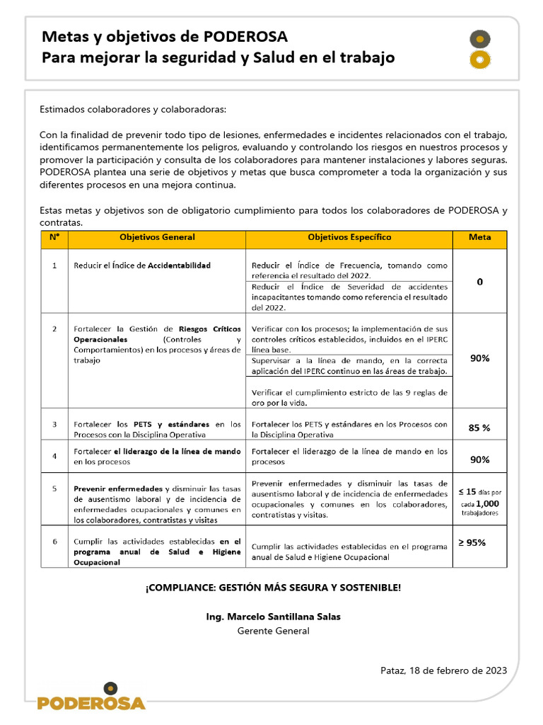 Metas y Objetivos de Poderosa (1) - Supervision-Fdh | PDF