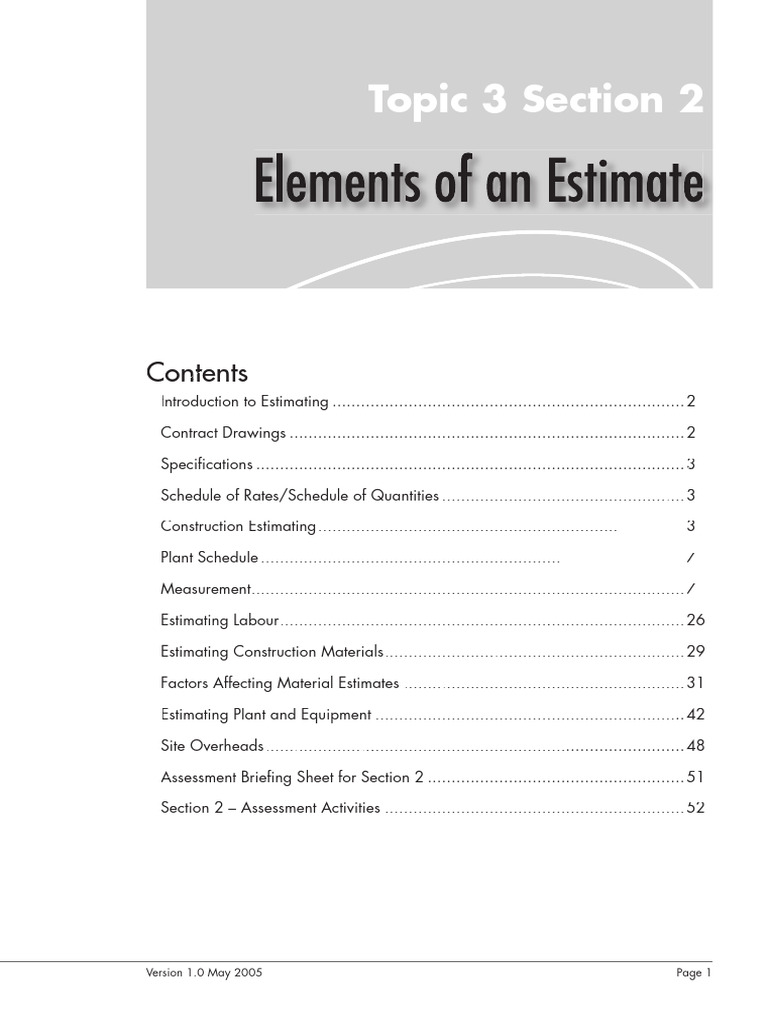 2 Elements of An Estimate | PDF | Litre | Area