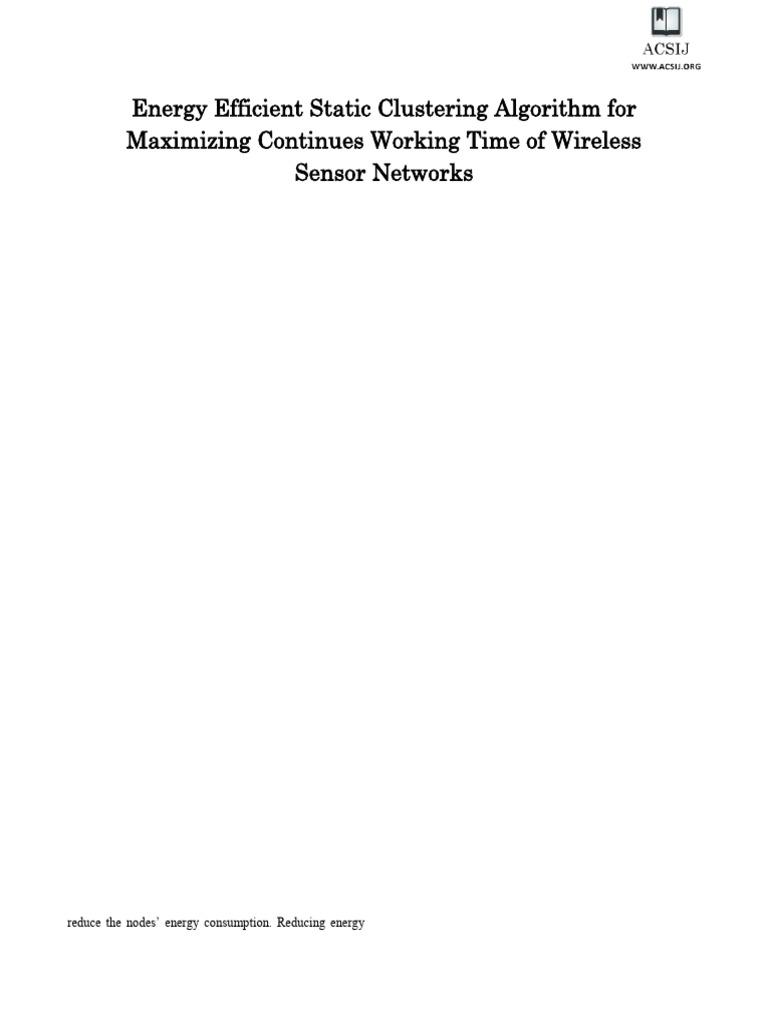 Energy Efficient Static Clustering Algor | PDF | Cluster Analysis ...