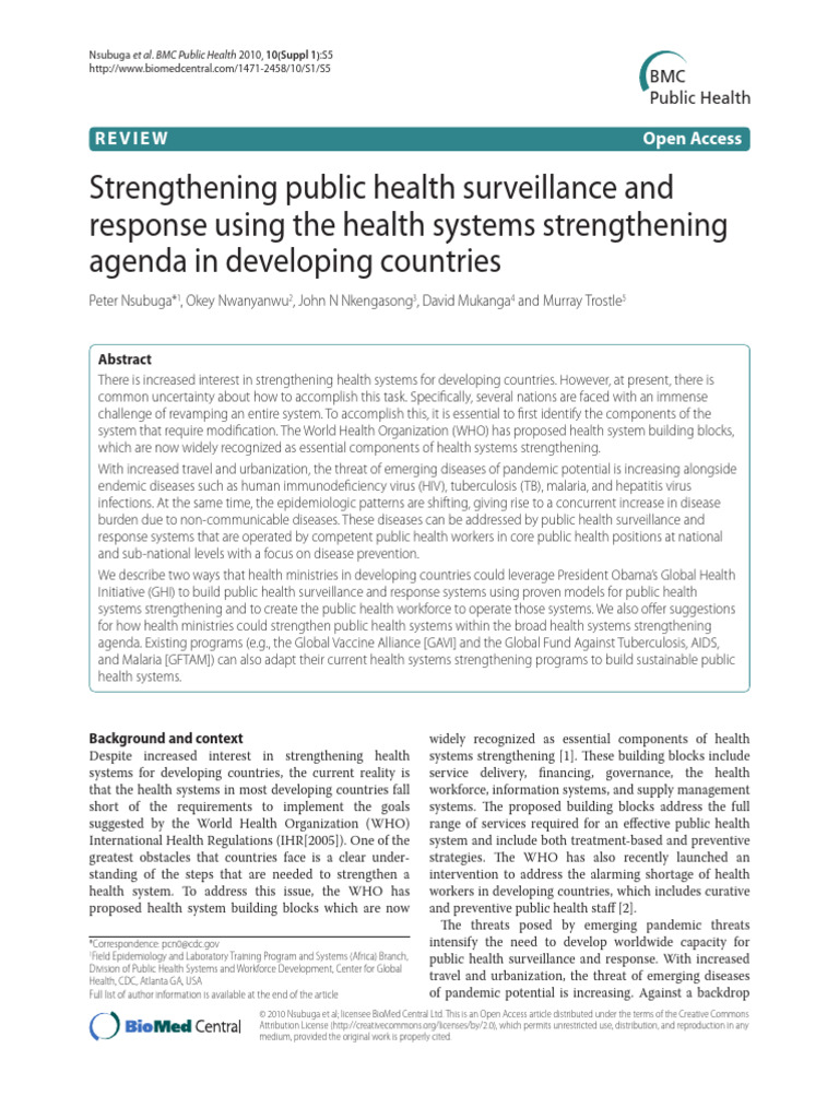 Strengthening Public Health Surveillance | PDF | Public Health ...