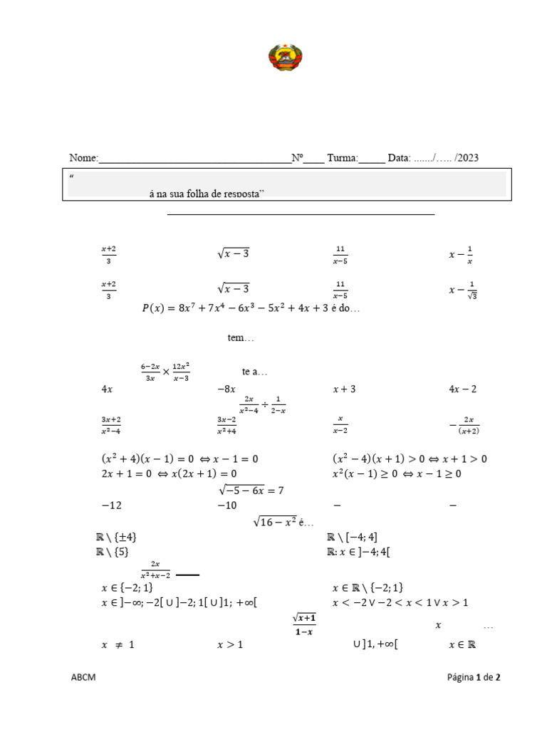 11 Classe Letras V2-Matematica | PDF | Número real | Matemática