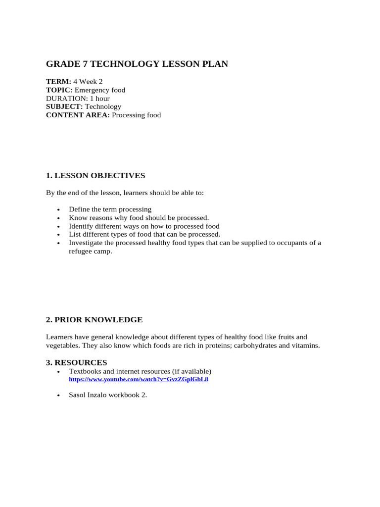 TECHNOLOGY Grade 7 Term 4 Week 2 Lesson Plan and Activity 2 2025 | PDF ...