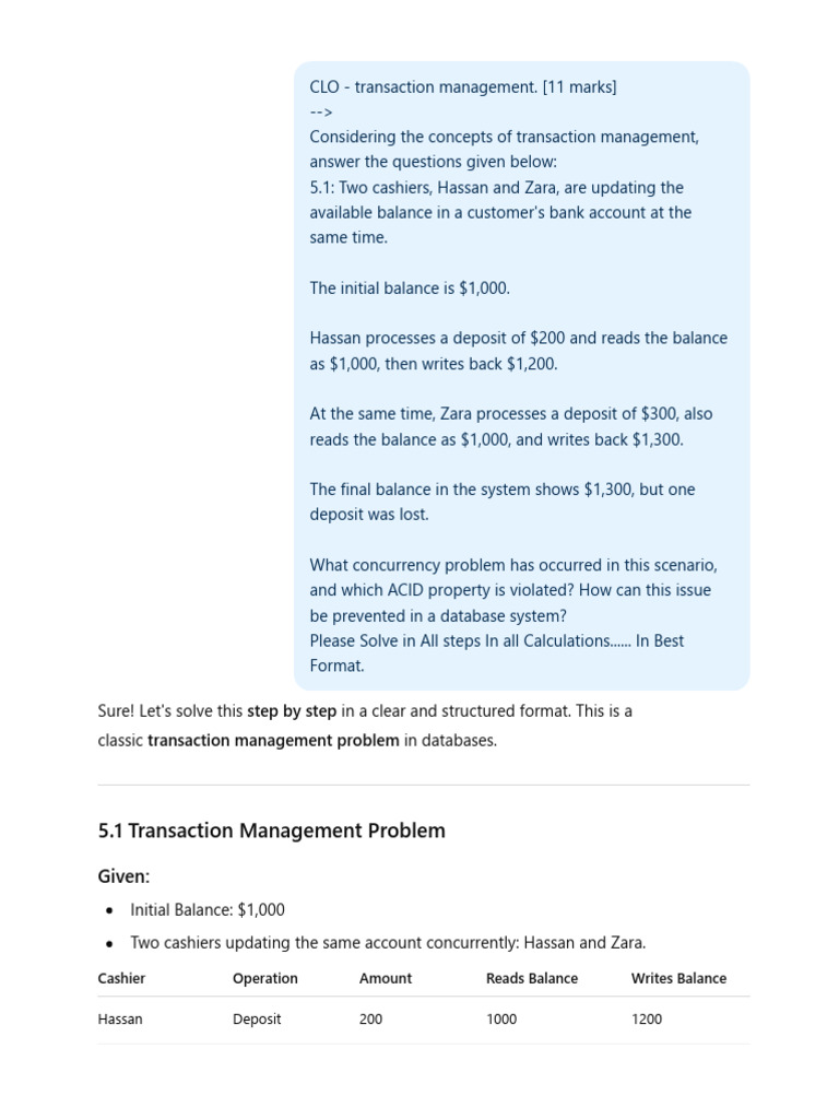 Transactions Management (QUESTIONS) | PDF | Acid | Database Transaction