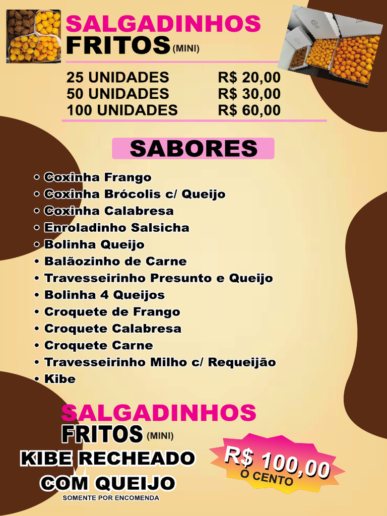 Cantinho Do Salgado - Cardápio | PDF