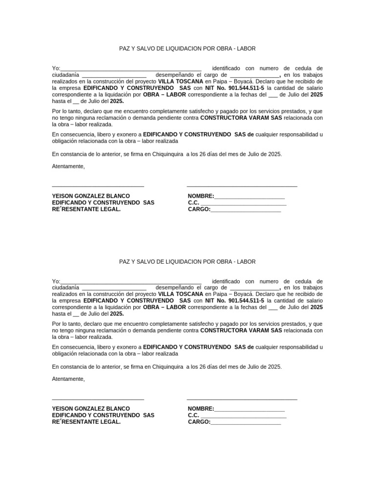 Certificado de Paz y Salvo-1 | PDF