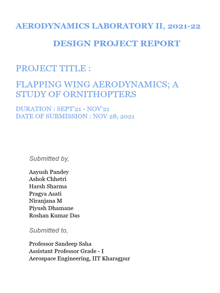 Flapping Wing Aerodynamics A Study of Ornithopters | PDF | Lift (Force ...