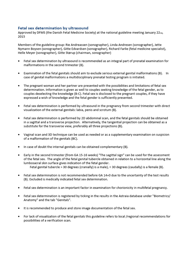 Us Fetal Sex Determination by Ultrasound - 2015 - Nfog - Guideline ...