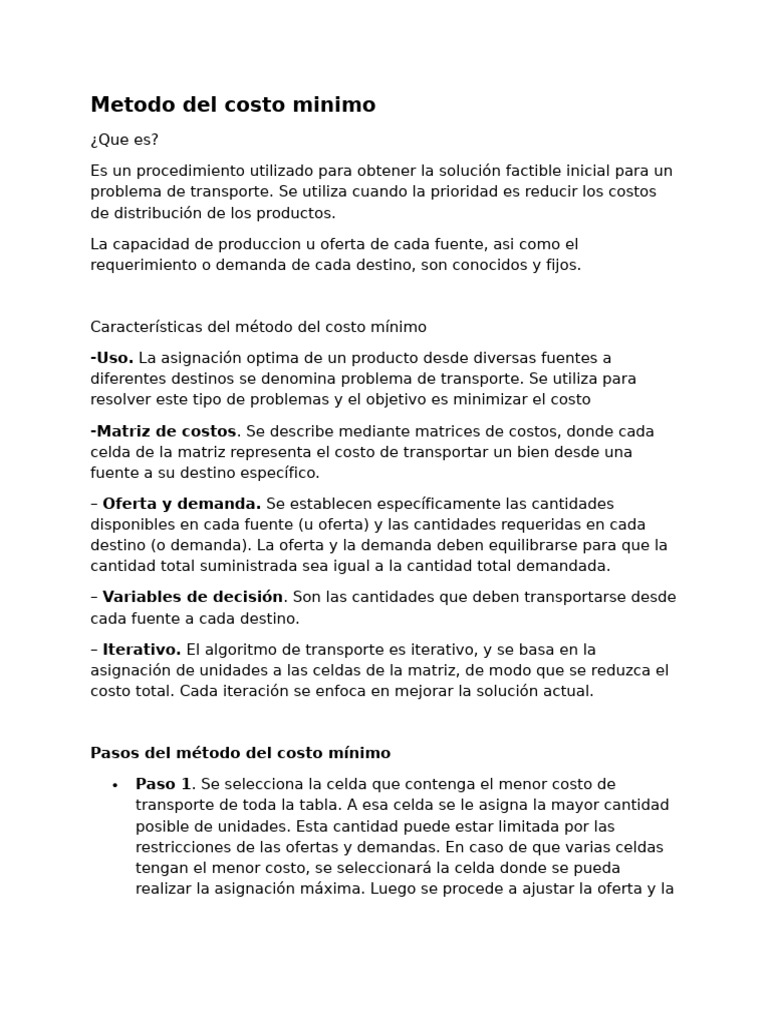 Metodo Del Costo Minimo | PDF | Algoritmos y Estructuras de Datos ...