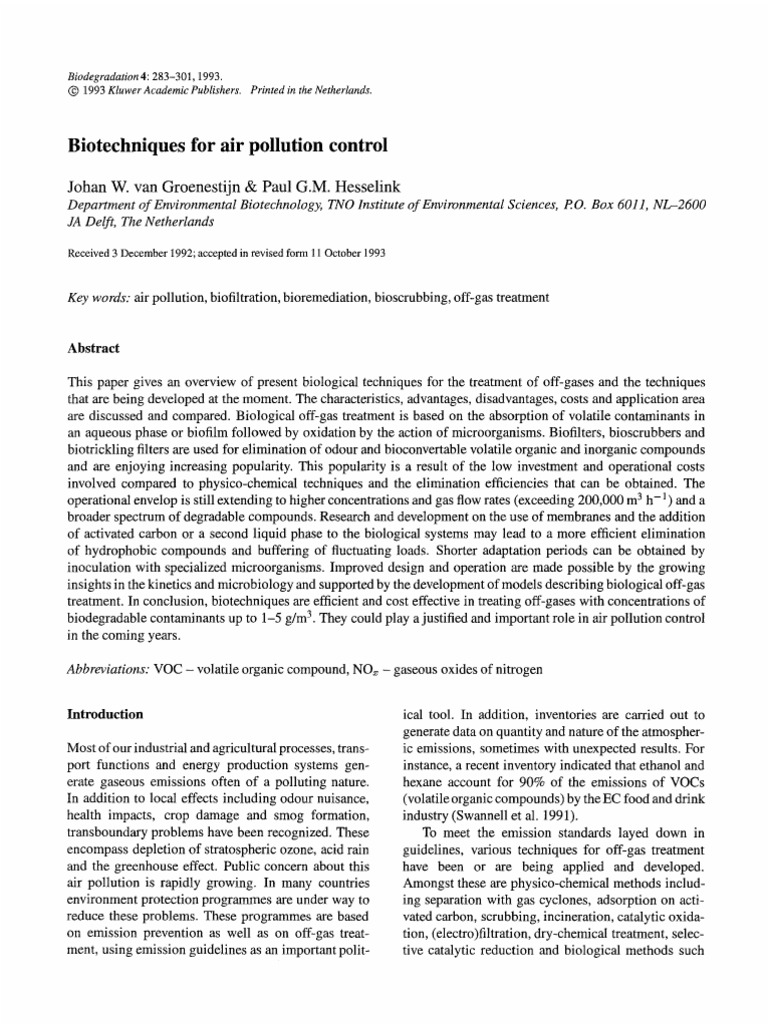 Biotechniques For Air Pollution Control | PDF | Air Pollution | Pollution