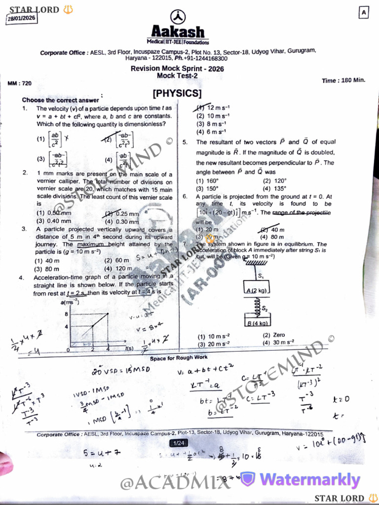 Rev Mock Test-02 @Stolemind | PDF | Physical Phenomena | Euclidean Geometry