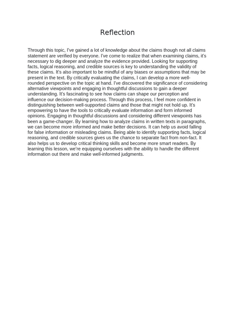 Reading and Writing Skills Reflection | PDF