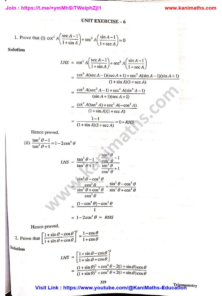 10th Maths em Unit Exercise 6 | PDF