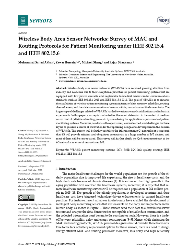 Wireless Body Area Sensor Networks Survey of MAC A | PDF | Computer ...