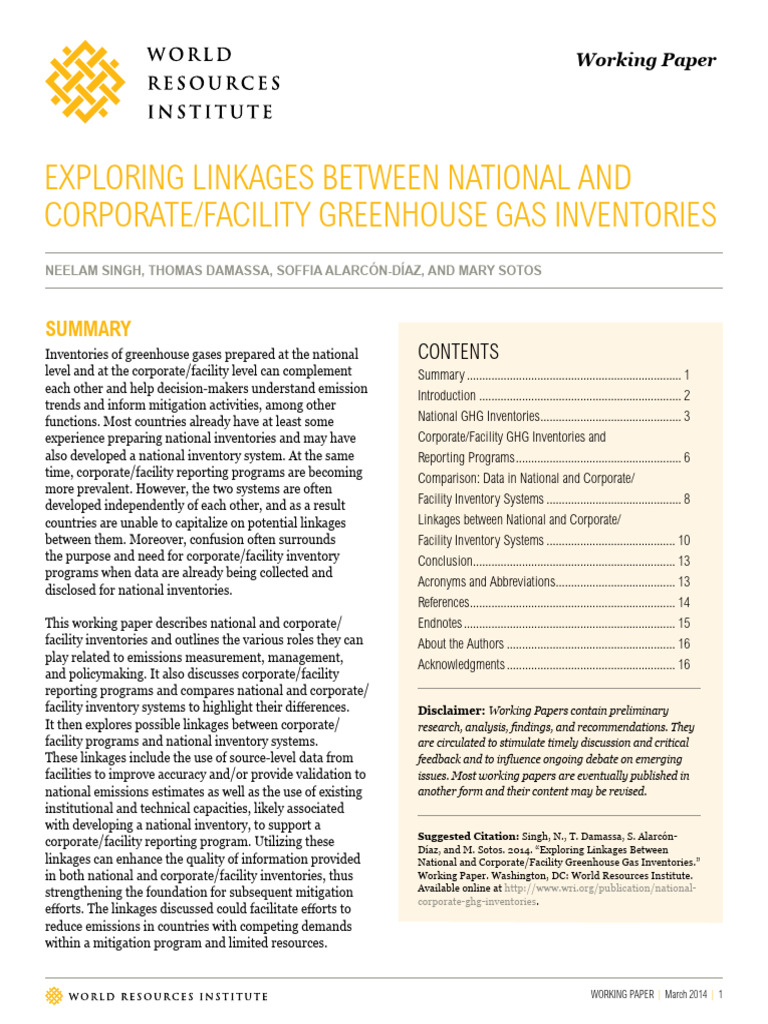 National and Corporate/facility Greenhouse Gas Inventories | PDF ...