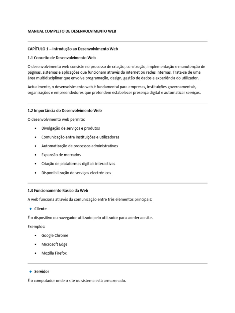 Manual Completo de Desenvolvimento Web | PDF | Rede mundial de ...