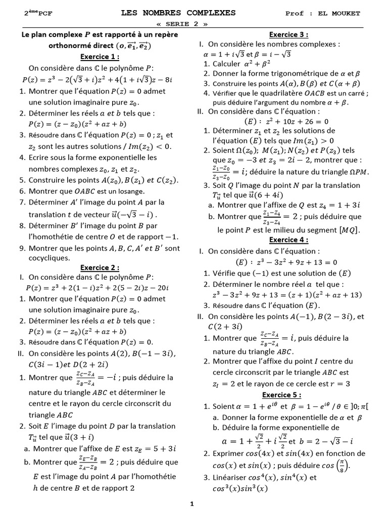 9 Nombres Complexes 2 | PDF | Nombre complexe | Racine carrée