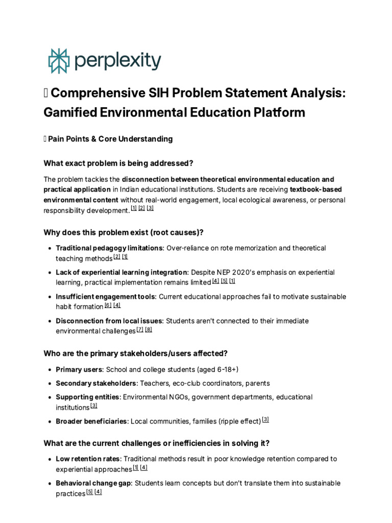 Comprehensive SIH Problem Statement Analysis | PDF | Computing