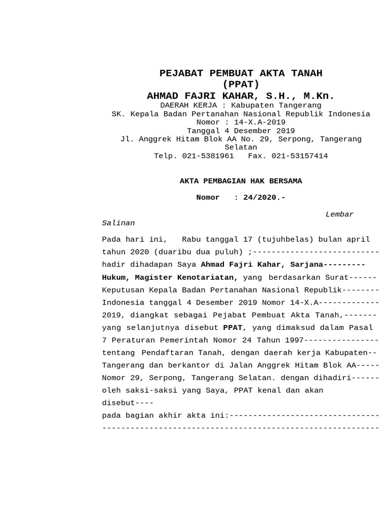 Contoh Akta Aphb | PDF