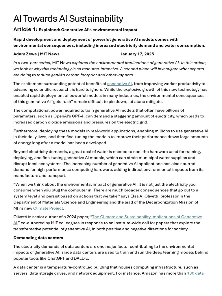AI Towards AI Sustainability | PDF | Data Center | Artificial Intelligence