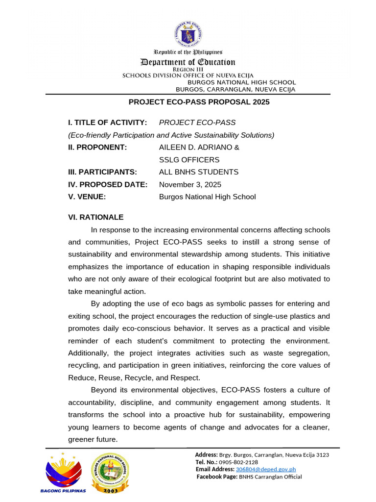 Proposal Project Eco Pass | PDF | Sustainability | Economies