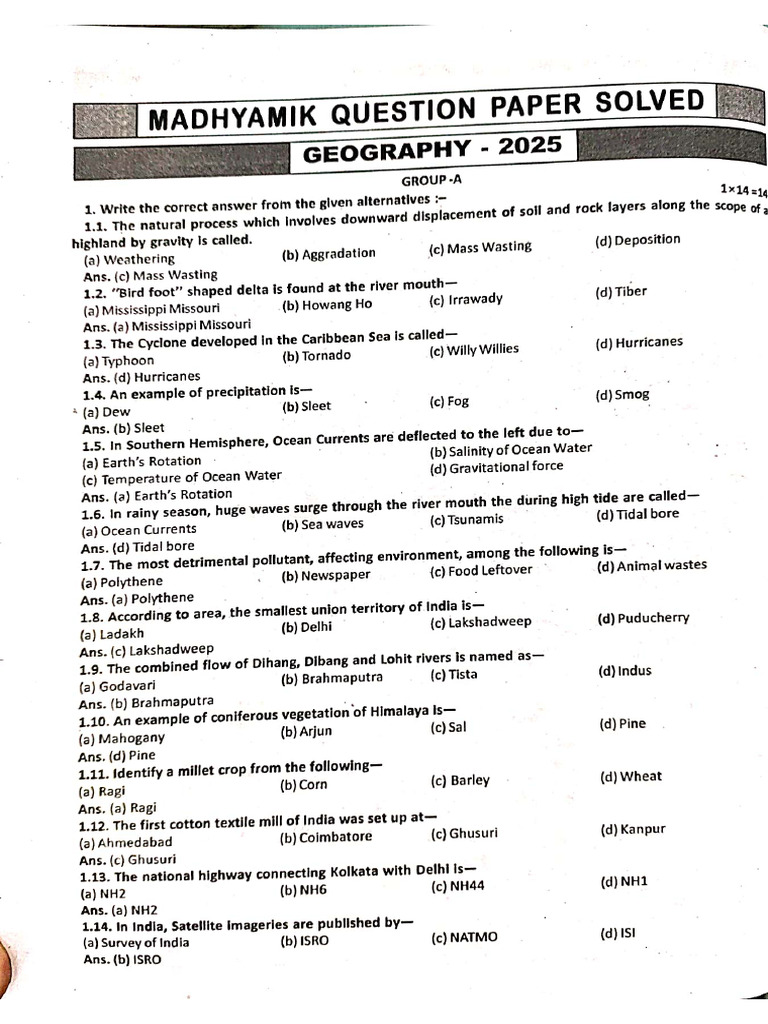 Geography Pyq 2025-2017 | PDF