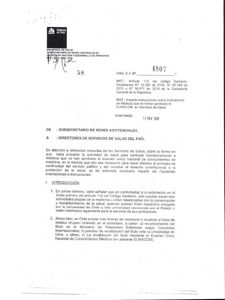 ORD. C 3 #4807 Ministerio de Salud | PDF