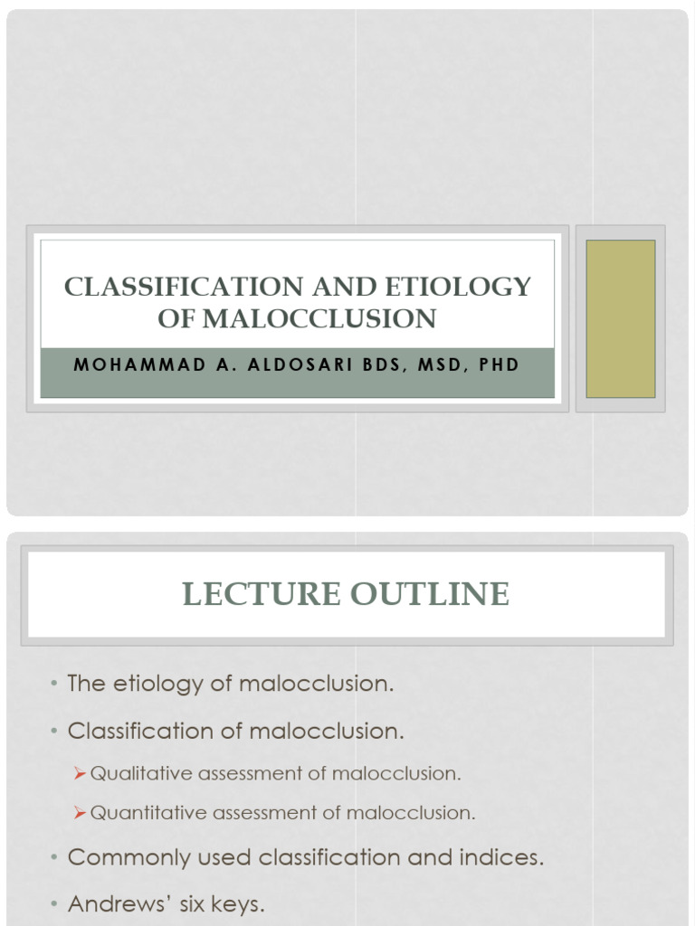 L4 Classification of Malocclusion | PDF | Dentistry | Orthodontics