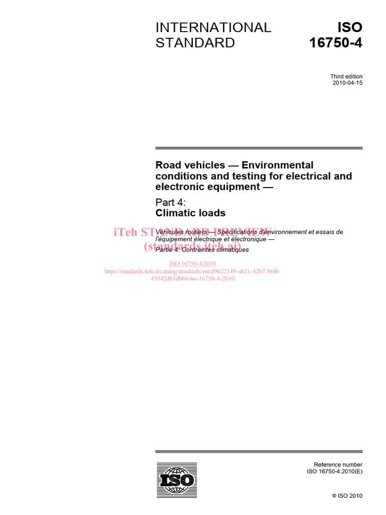 Iso 16750 4 2010 | PDF | International Organization For Standardization