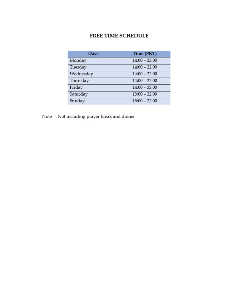 Free Time Schedule | PDF