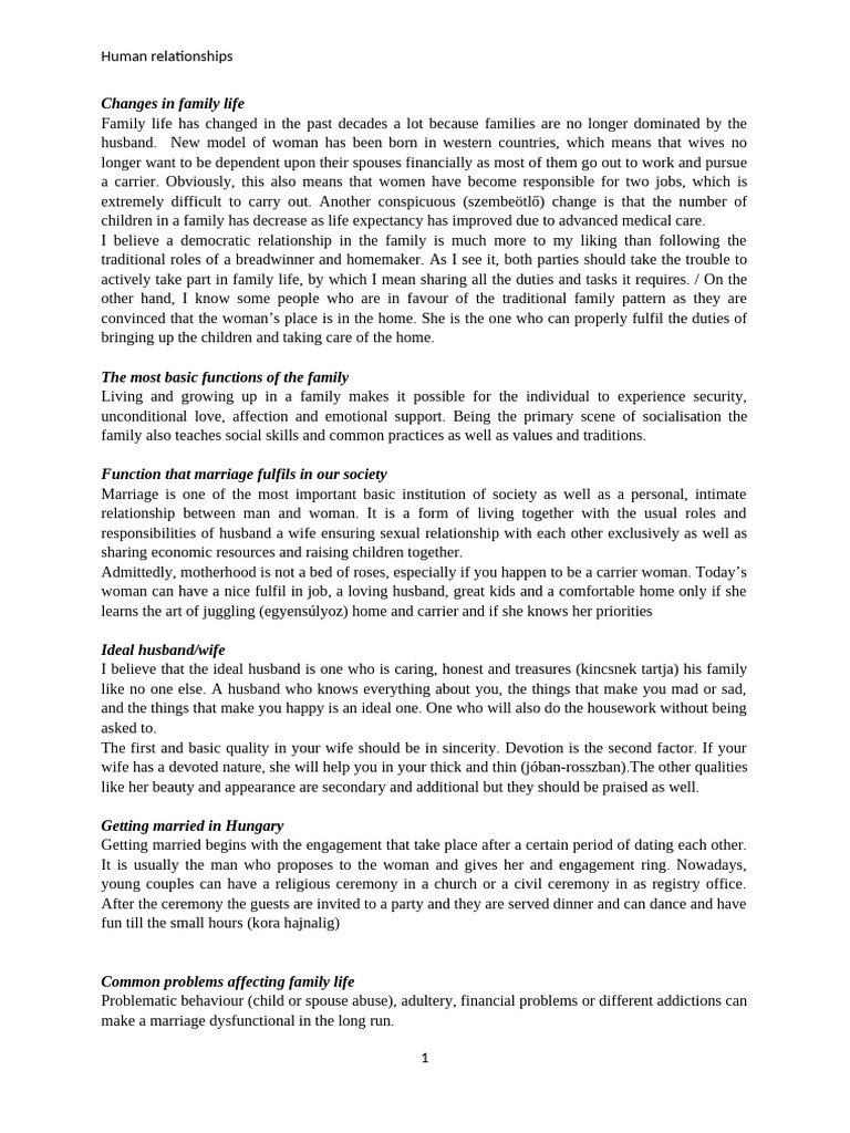 Human Relationships | PDF | Family | Husband