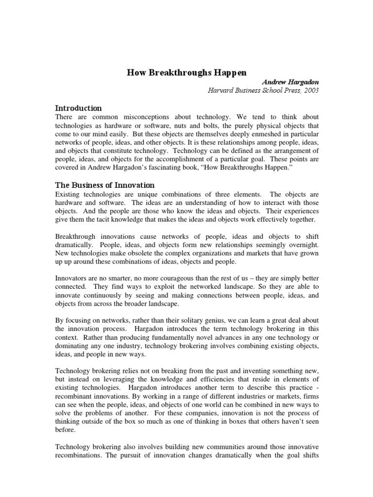 How Breakthroughs Happen | PDF | Innovation | Strategic Management