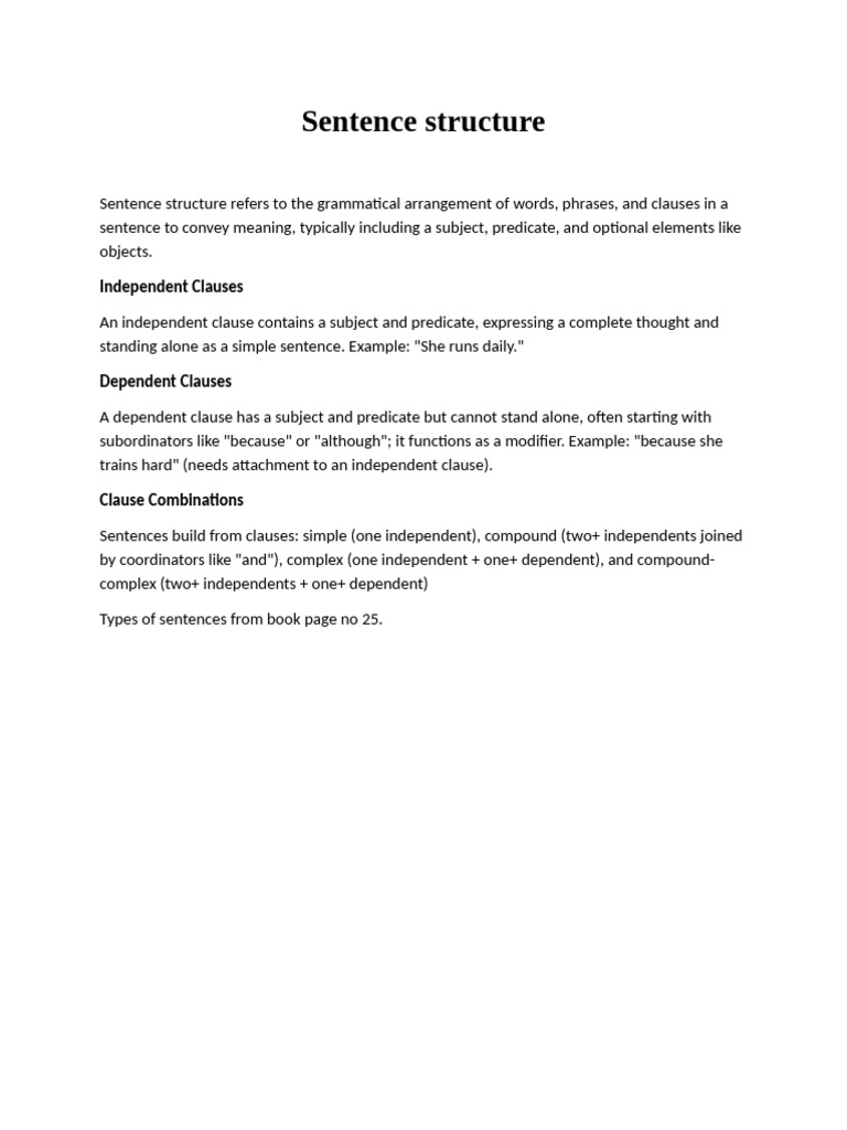 Sentence Structure. | PDF