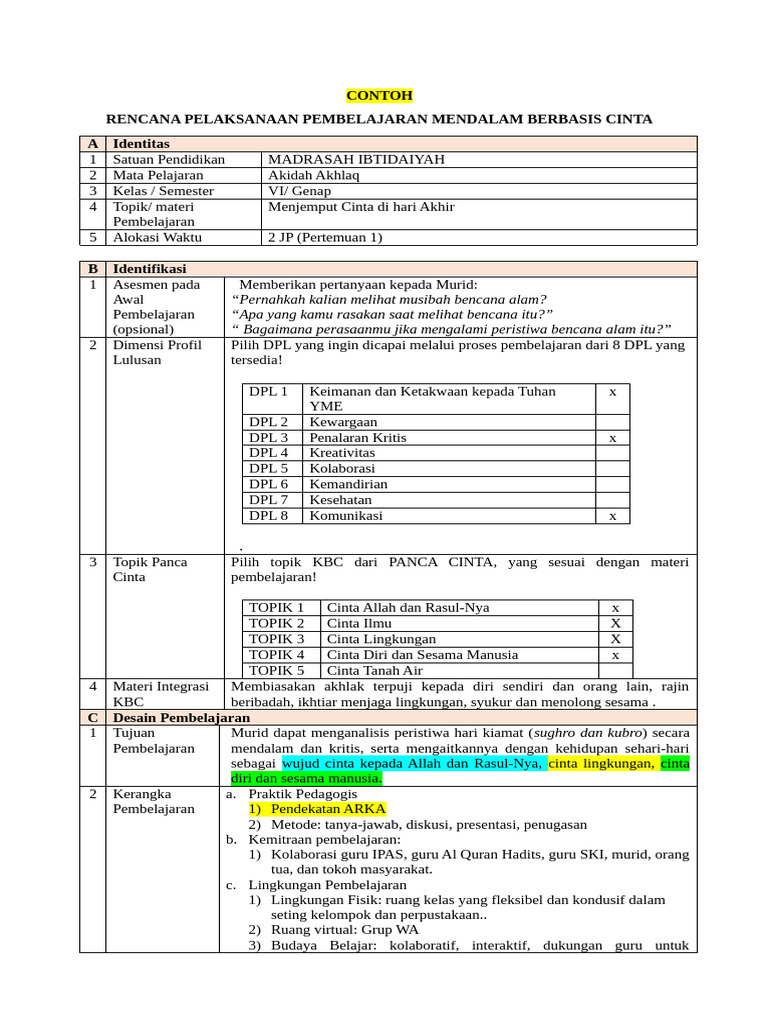 Rppm Kbc Arka Contoh Kkg | PDF