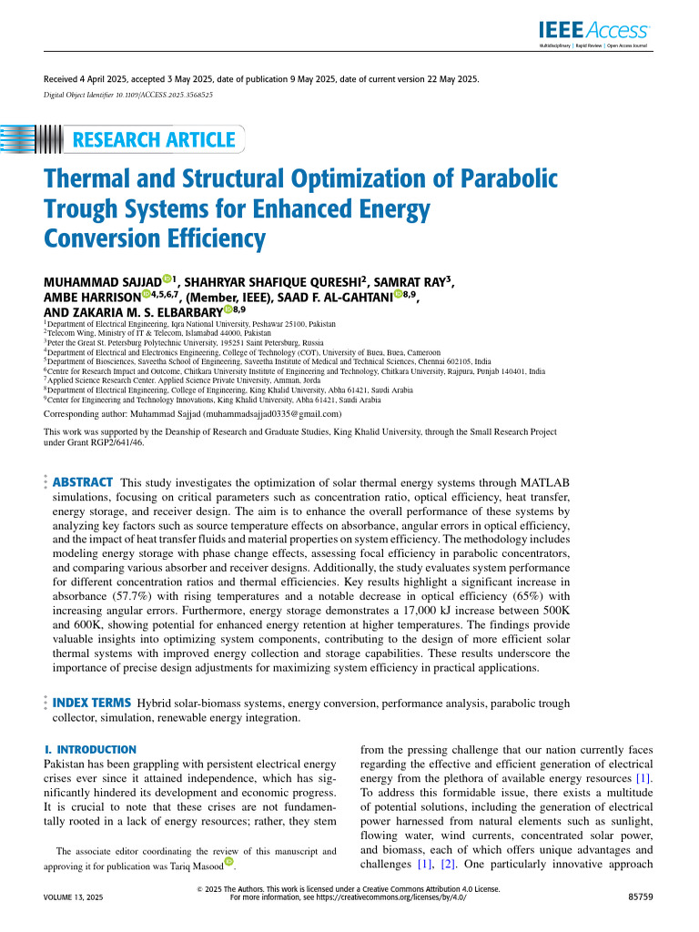Thermal and Structural Optimization of Parabolic Trough Systems for ...