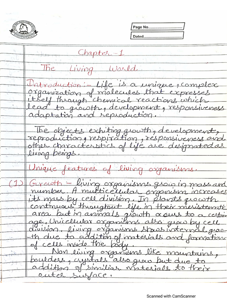 Ch-1 The Living World Class 11 Notes | PDF